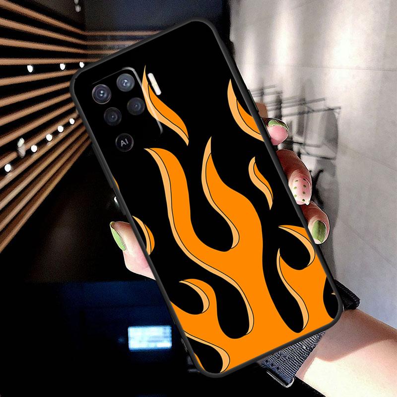 Flame Painted Fire Pattern Case For Oppo A38 A18 A78 A98 A58 A60 A80 A40 A96 A76 A16 A94 A74 A54 A15 A17 A57 A77 A5 Pro