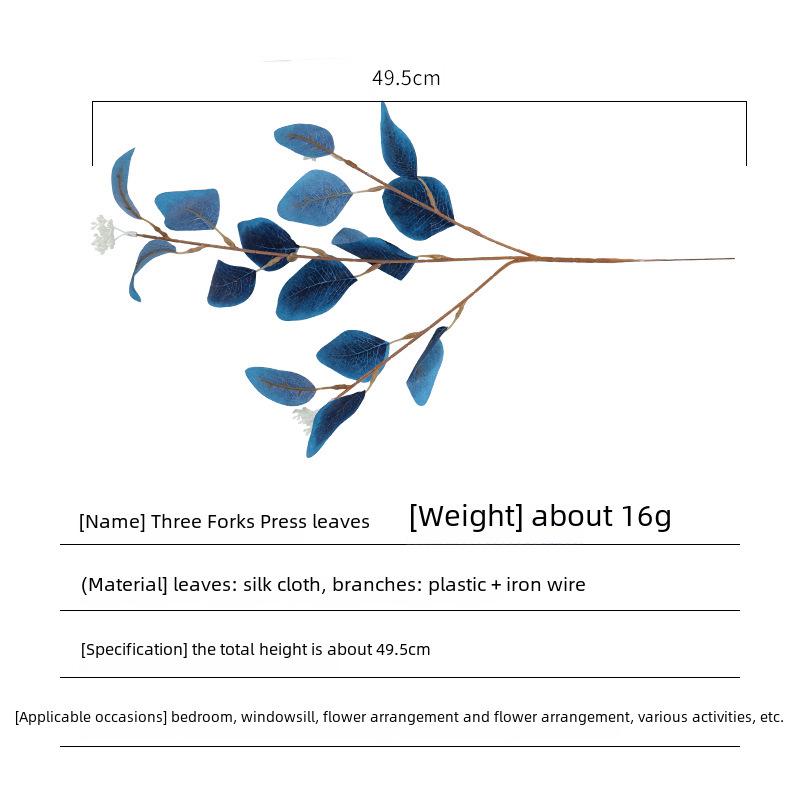 Umělé listy eukalyptu s ovocem a květinami pro domácí nebo svatební dekoraci