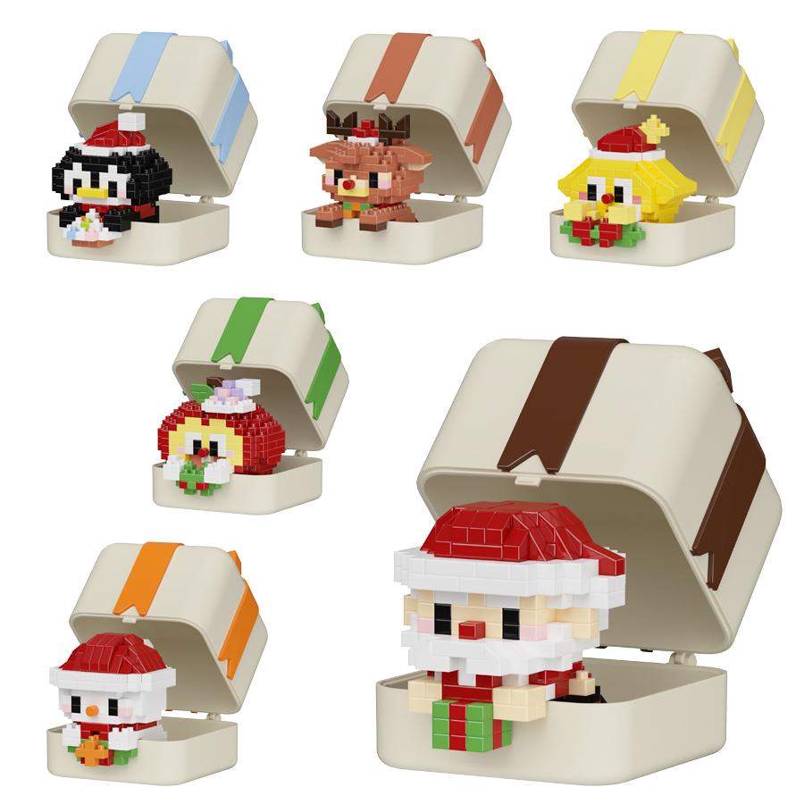 Non-Toxic Christmas Gift Box Kids Toys Building Blocks Santa Claus Elk Snowman Mini Bricks Christmas Decorations