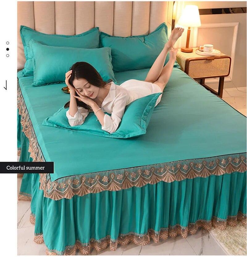Cool Bed Skirt Lace Bedspread Princess Style Bedding Sets with Pillowcases Beautiful Bed Spreads Queen King Size Beddings