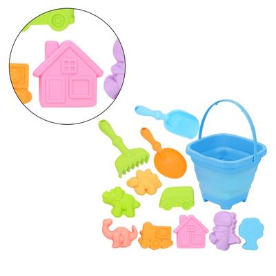 Beach Sand Bucket Toy for Kids Sand Snow Mold Sandcastles Building Sculpture Shovel Toy Funny Foldable Sand Bucket Toy