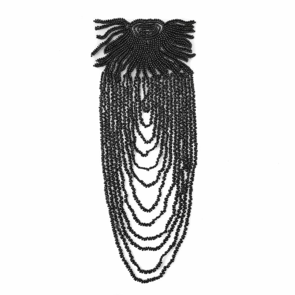 Sew On Clothes Sequins Bead Embroidery Tassels Long Chain Shoulder Patches Beaded Retro Epaulets Wedding Dress