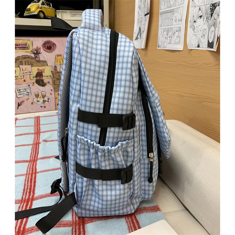 Mochila de Grande Capacidade Mochila Escolar para Campus Mochila Xadrez para o Trabalho