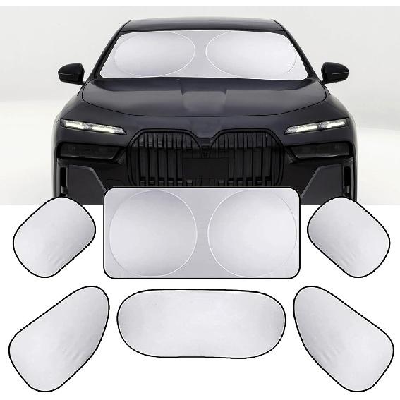 Six Piece Car Window Glass Sunshade Kit, Reflective Interior Privacy Protection Sunscreen Heat Shield, Modification Replacement Parts, Universal for