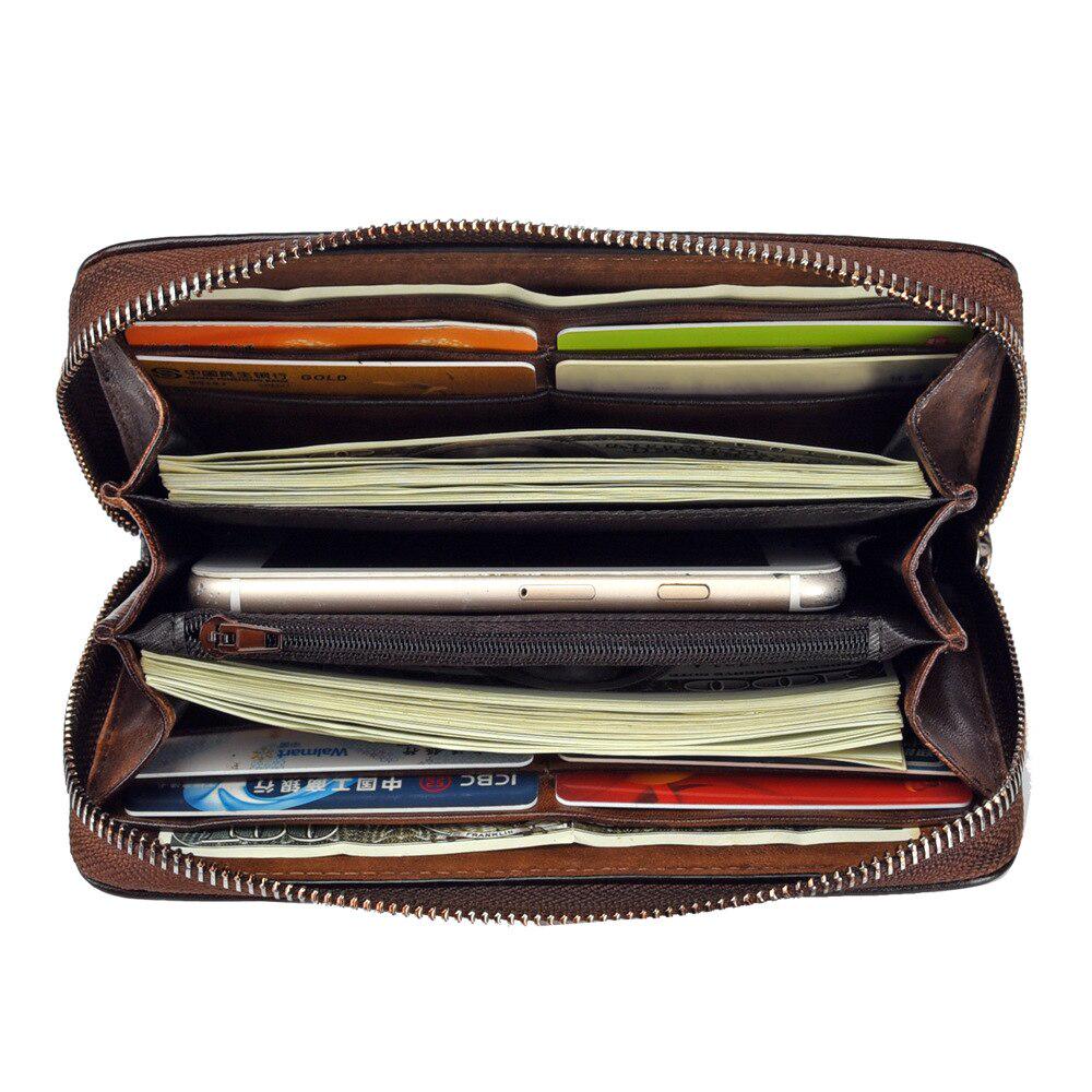 Johnature Handmade Vintage Genuine Leather Ladies Clutch Bags Female Purse Women Floral Zipper Standard Wallets