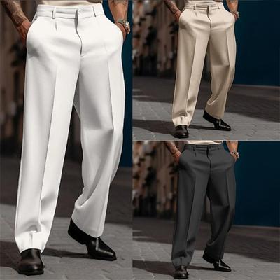 Herren Freizeit High-Waist Lockerer Anzug Hosen Business Vielseitig Bequem Retro Einfarbig Atmungsaktiv Hosen Für Männer