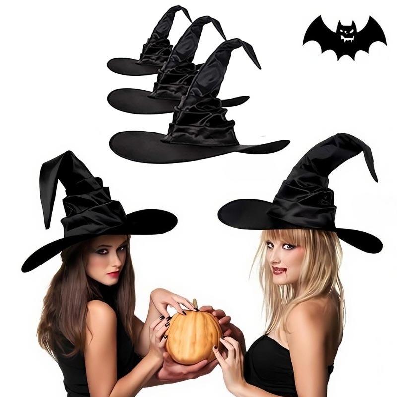 Halloween Witch Hat - Foldable Wizard Cosplay Headgear, Black Devil Cap for Adults Women Men, Party Costume & Decor