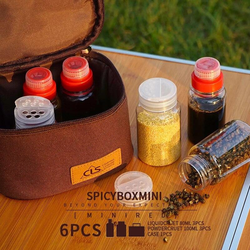 6pcs/Set Spice Sauce Condiment Bottle BBQ Camping Outdoor Picnic Pepper Jar Ketchup Seasoning Pot Container Kitchen Tool Portabl