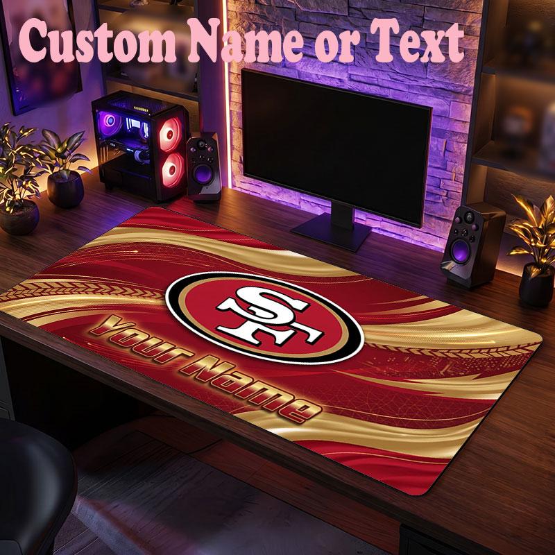 Tappetino Mouse Personalizzato con Nome Testo San Francisco 49ers, Tappetino Mouse Grande per Scrivania Regalo Personalizzato per Ufficio Domestico