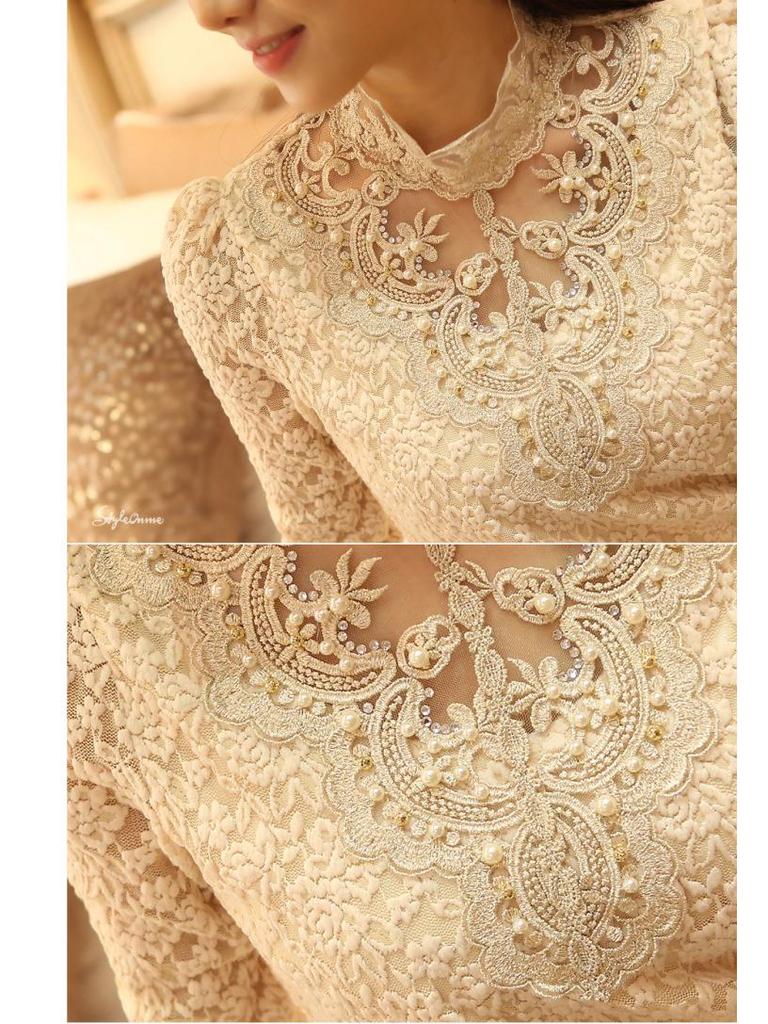 New Plus Size Korean Slim Fit Lace Shirt for Women