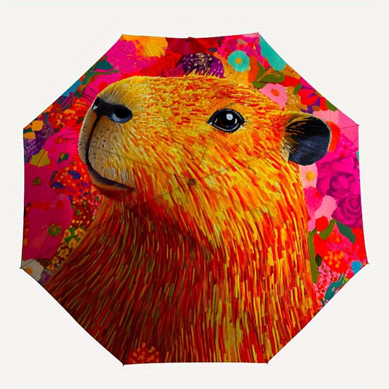 

1pc Capybara Print Umbrella - 8-Rib Automatic Open/Close, Fashionable Compact Umbrella for Outdoor Adventures yy250813183