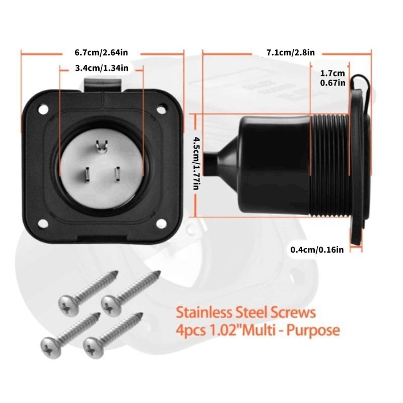 15A 125V Campers Power Outlet Waterproof Shock Resistant Design for Campers Vehicle Interior Electrical System