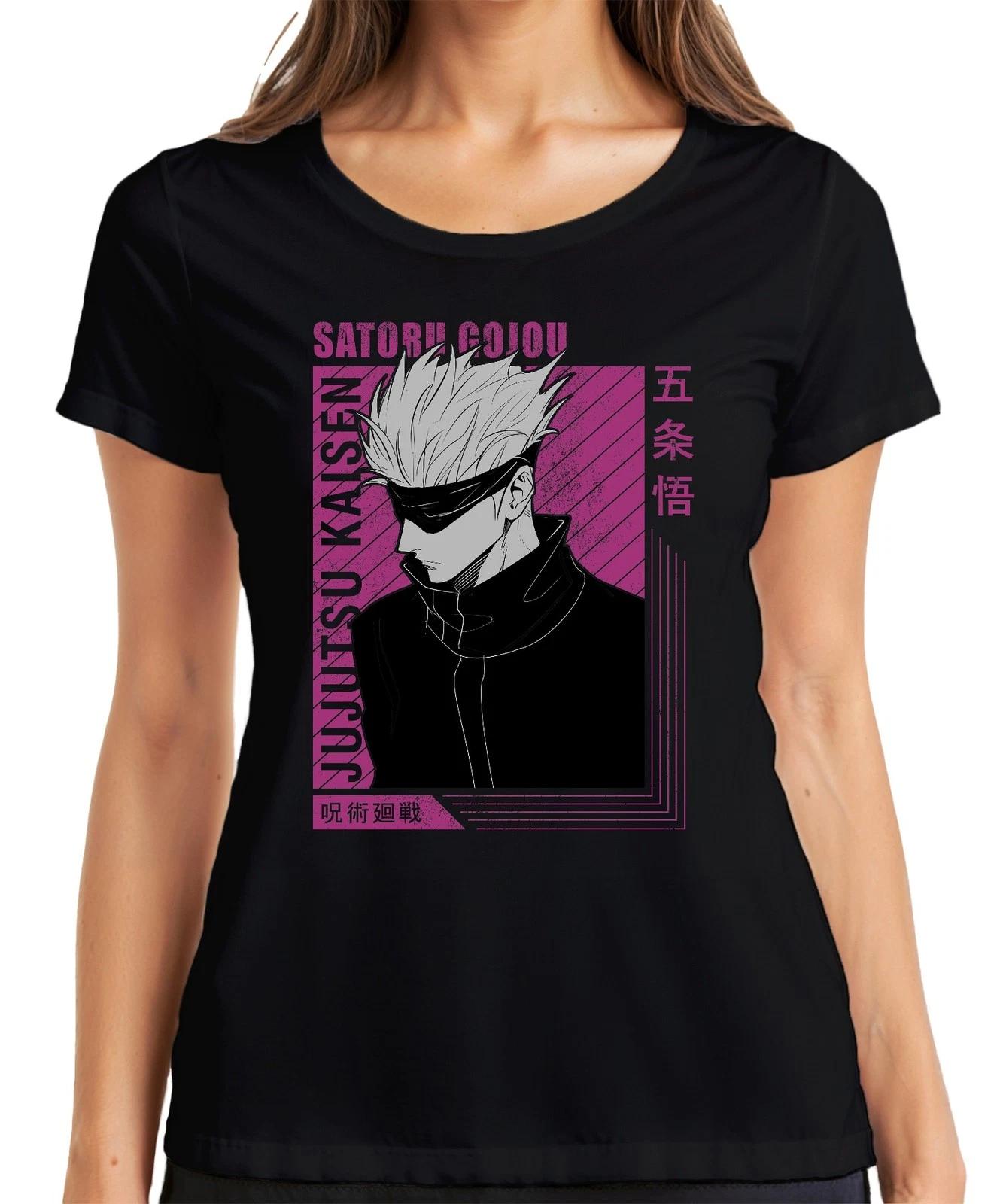 Satoru Gojo Jujutsu Kaisen weiße Haare Augenbinde Fan Geschenk Damen T-Shirt S