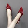 Fashion 2025 Fashion Buckle Straps Women's Closed Toe Sandals Bow Tie Thin Heels Outdoor Dress Pointed Toe Shoes for Daily Wear Sandals