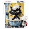 Gerahmtes Perlenmalerei-Set Schwarze Katze beim Baden 3D Glänzende Perlenkunst Leinwand für Schlafzimmer Wohnzimmer Dekoration Wandbehang Bastelbedarf
