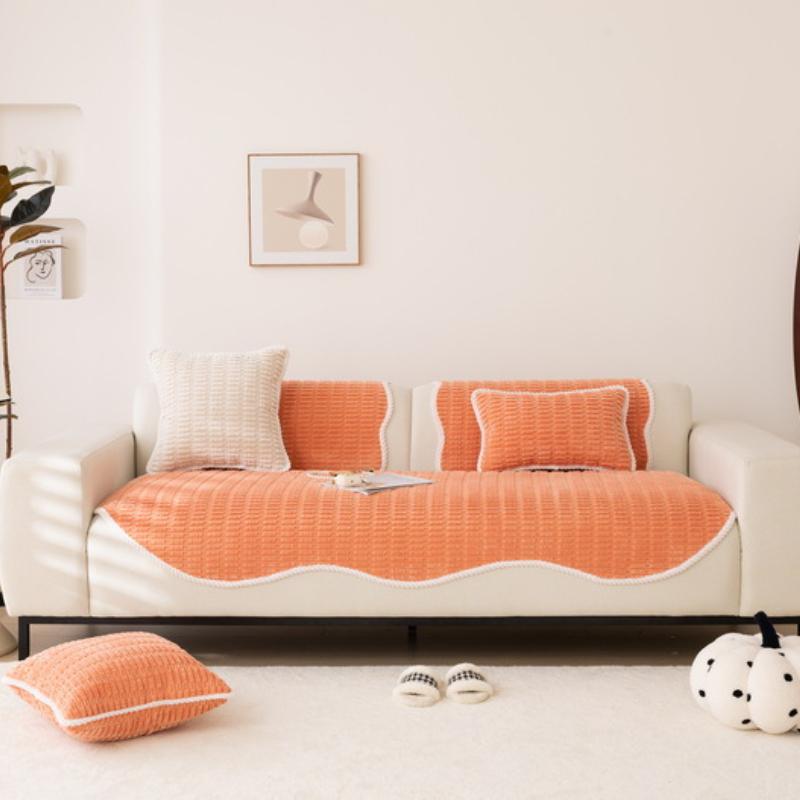 1 stk Uregelmessig lodden sofahåndkle til stue Vinter Tykk plysj Sklisikkert sofatrekk L-formet sofatrekk