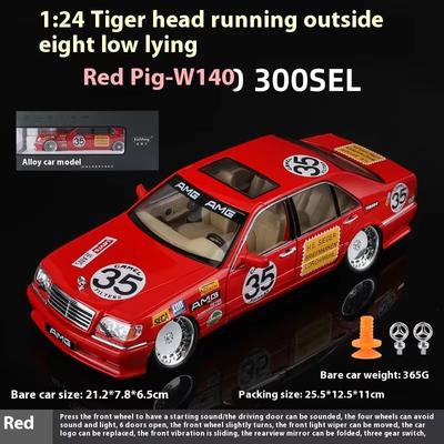 2024 New Diecast 1/24 Scale Benz W140 320SEL Vintage Car Model with LED Light Display Box Collection Miniature Voiture Toy Kids Gift