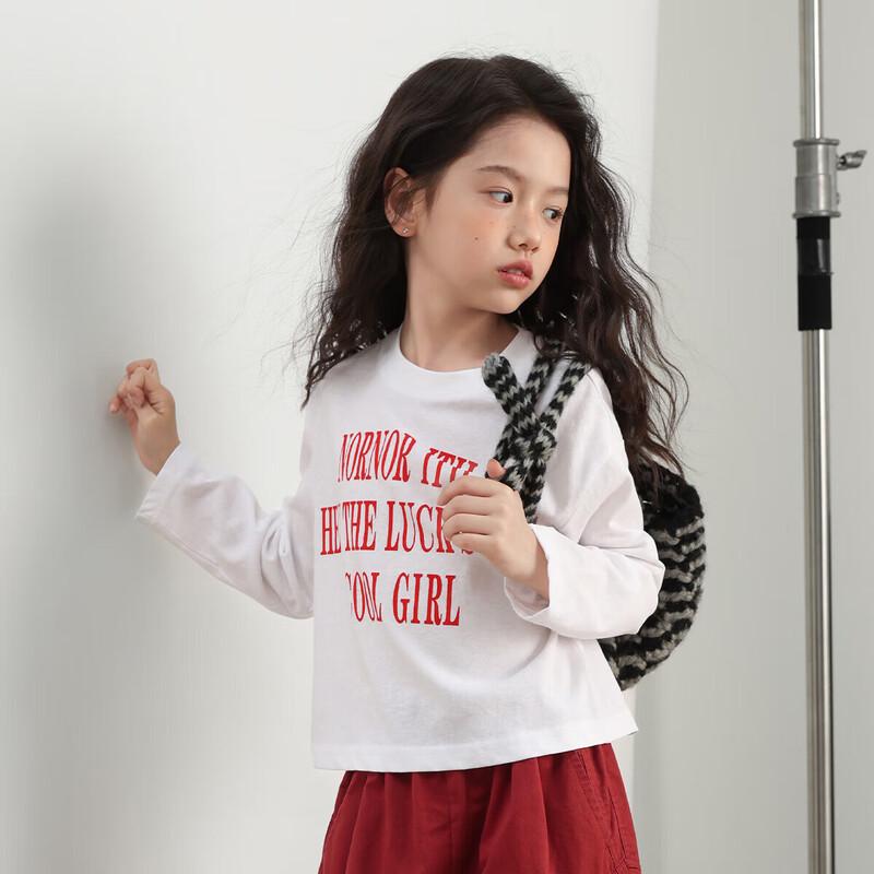 

Girls Korean Style Letter Print Long Sleeve Crop T-Shirt 150