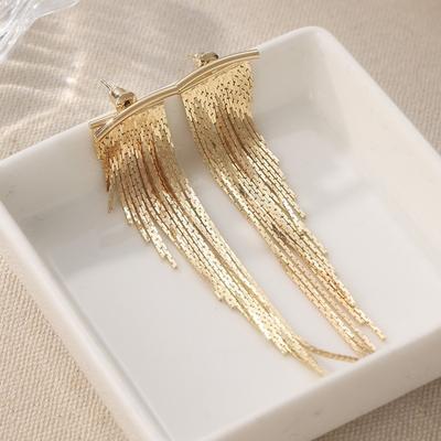 1 Pair Glamorous Luxury Tassel Earrings Gold/Silver Elegant Drop Earrings Bling Dangle Earrings for Women