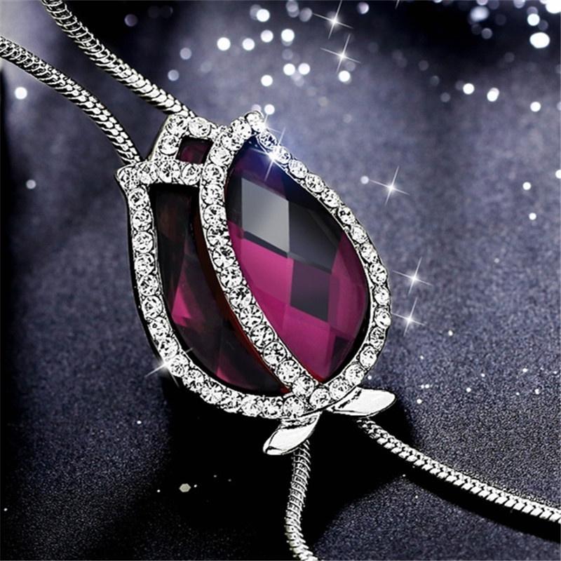 Charm Statement Crystal Pendant Bride Wedding Rhinestone Tassel Long Necklace Party Women Jewelry