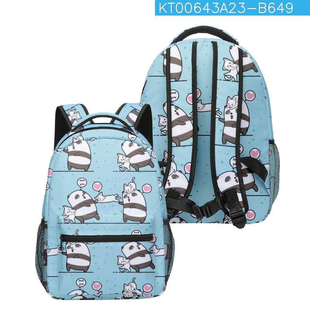 Hip Hop Kpop Jugendliche Schultaschen Unisex Niedliche Panda-Reisetaschen 3D-Druck Oxford Wasserdicht Notizbuch Schulrucksäcke