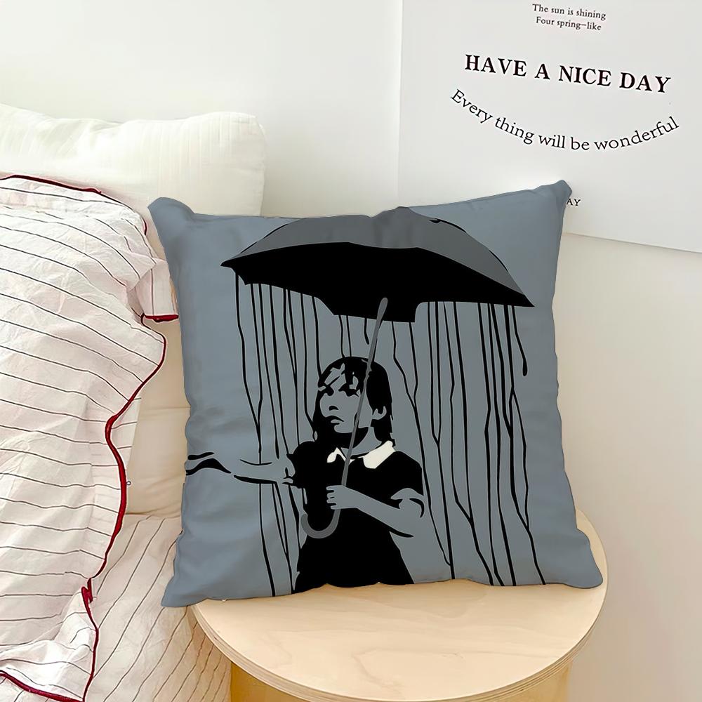 Banksy Street Graffiti Art Kissenbezug Weiche Kissenhüllen für Bauernhaus Sofa Dekor Heimdekorationen und Schutz