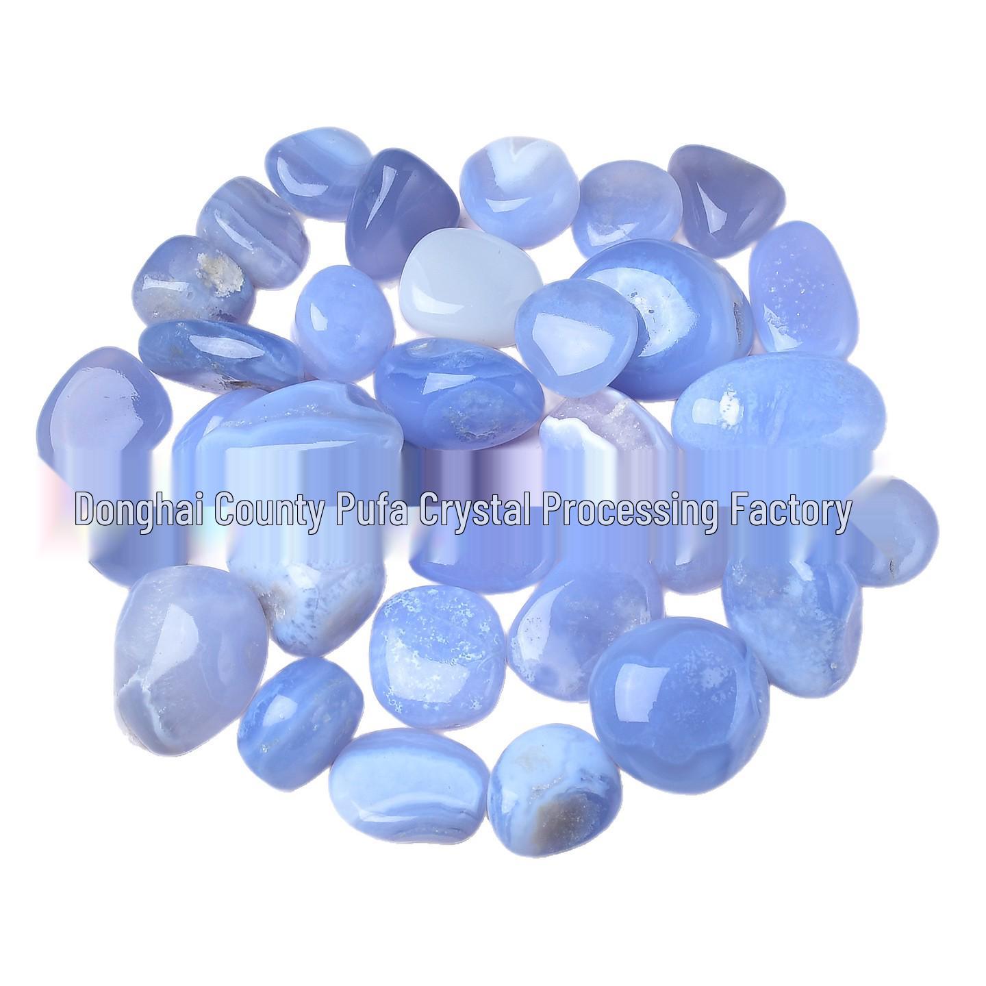 Blue Chalcedony Tumbled Stones: Large Irregular Blue Veined Agate Ornaments 15-20mm, 500g