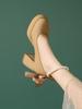 Französische Mary Jane Damenschuhe 2025 neue Temperament Einzel Schuhe weiße Hochzeitsschuhe mit Rock wasserdichte Tisch dicker Absatz hohe Absätze