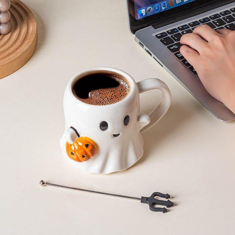600ML Halloween Ghost Ceramic Mug – Funny Coffee Cup for Kids & Adults, Holiday Gift