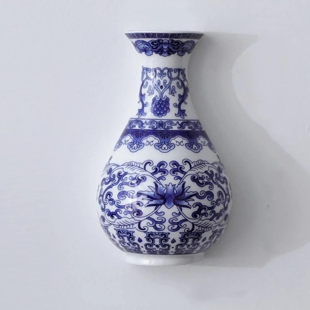 Antique Blue White Porcelain Wall Hanging Ceramic Vase Wall Hanging Vase Living Room Decor