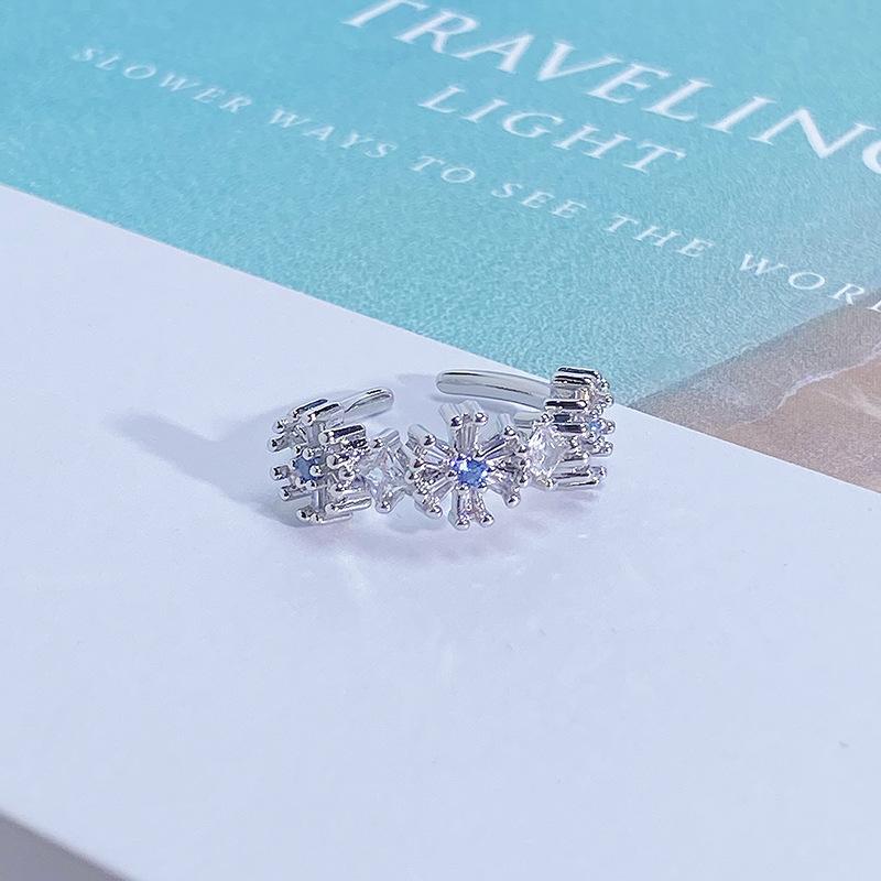 Light Luxury Full Diamond Inlaid Zircon Super Flash High-End Open Ring Niche Exquisite Elegant Personalized Ring