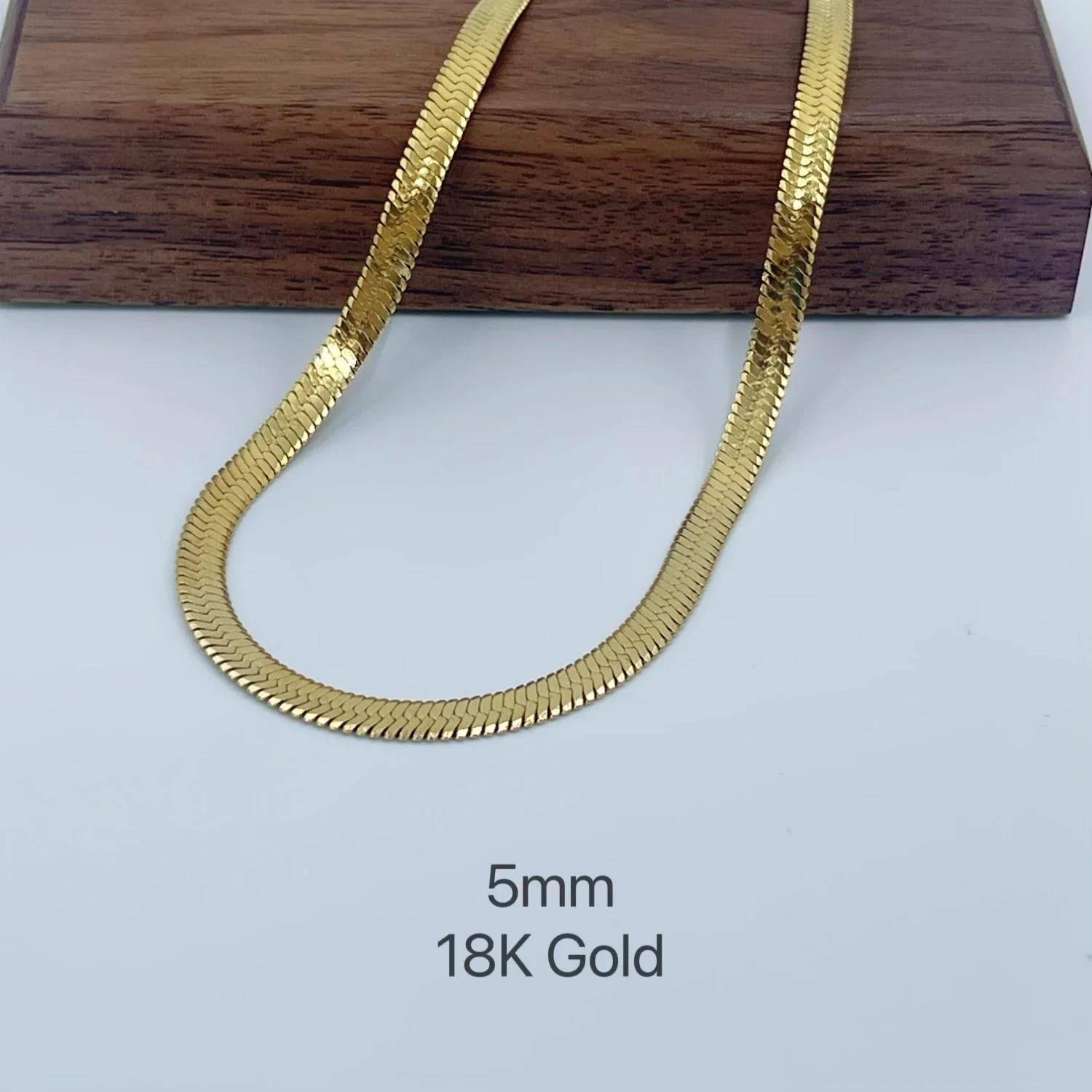 

2mm 3mm 4mm 5mm Minimalist Snake Chain Necklace Choker Stainless Steel Herringbone Gold Color Jewelry For Women and Men 3PCS - 40 45 50cm