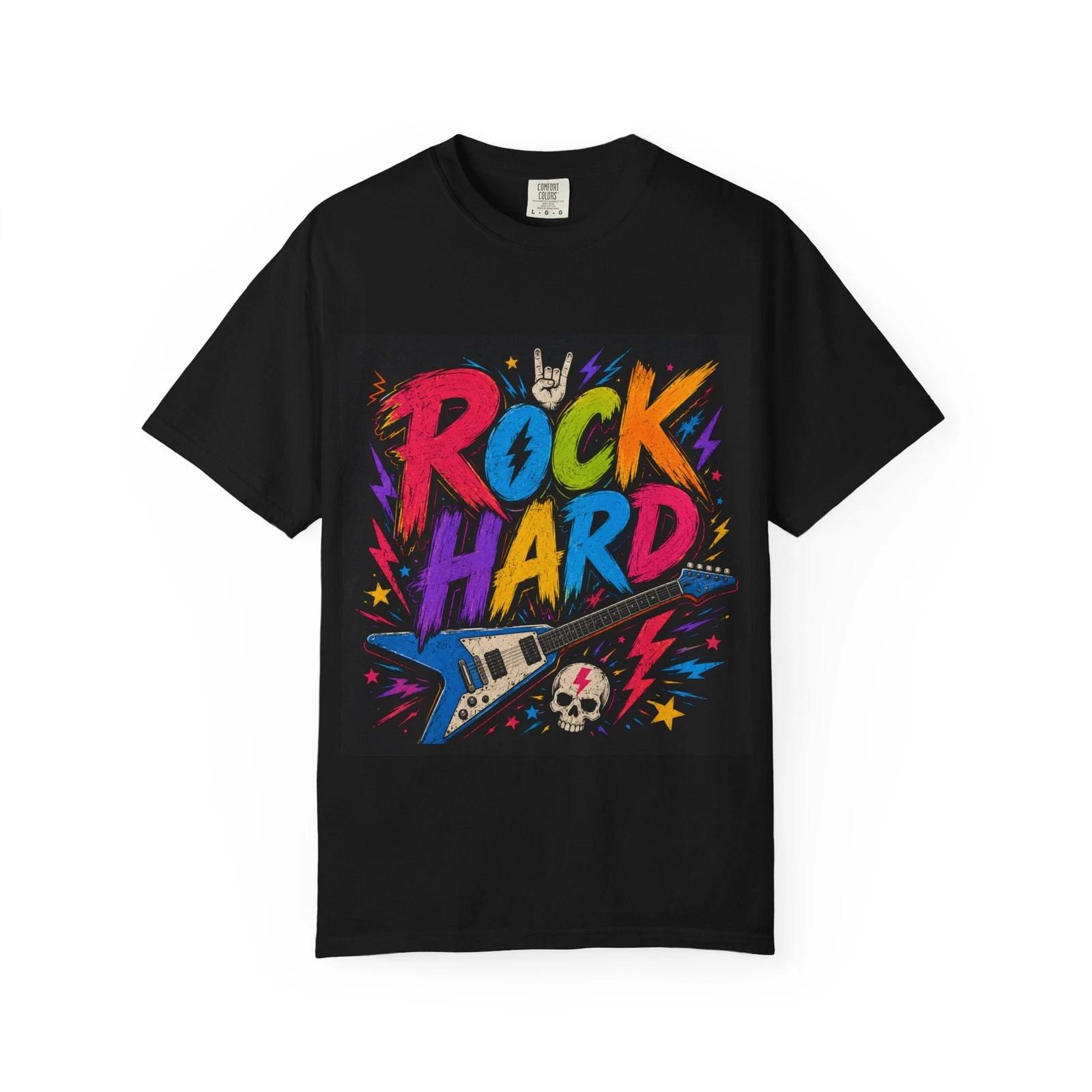 Rock Hard Guitar Graphic T-Shirt | Electric Skull Rock Tee XXXXL