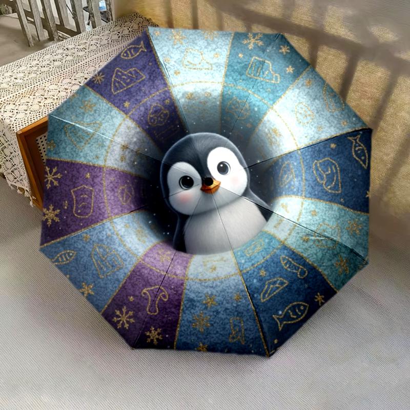 1 PC Automatic Folding Umbrella - Cartoon Pattern, Portable & Foldable Design with 8 Ribs, Christmas Birthday Gifts