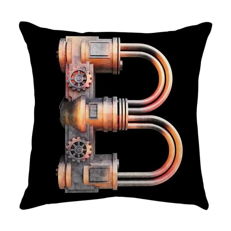 Luxury Home Decor Pillow Cover Car Living Room Sofa Cushion Cover Mechanical Style Letter Pattern Cushion Cover