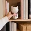 1/2Pcs Ceramic Bow Cat Figurine, Sitting Kitten Statue with Flower Decor, Mini Animal Desktop Ornament for Home Office