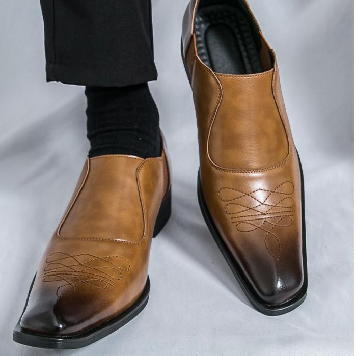 Men Dress Shoes Designer Square Toe Casual Office Shoes British Business Leather Shoe Luxury Wedding Shoes for Men Chelsea Boots