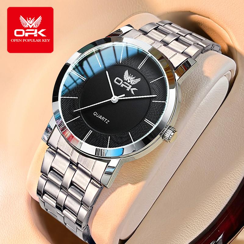 OPK Brand Men's Steel Strap Watch Simple and Fashionable Quartz Waterproof 6019
