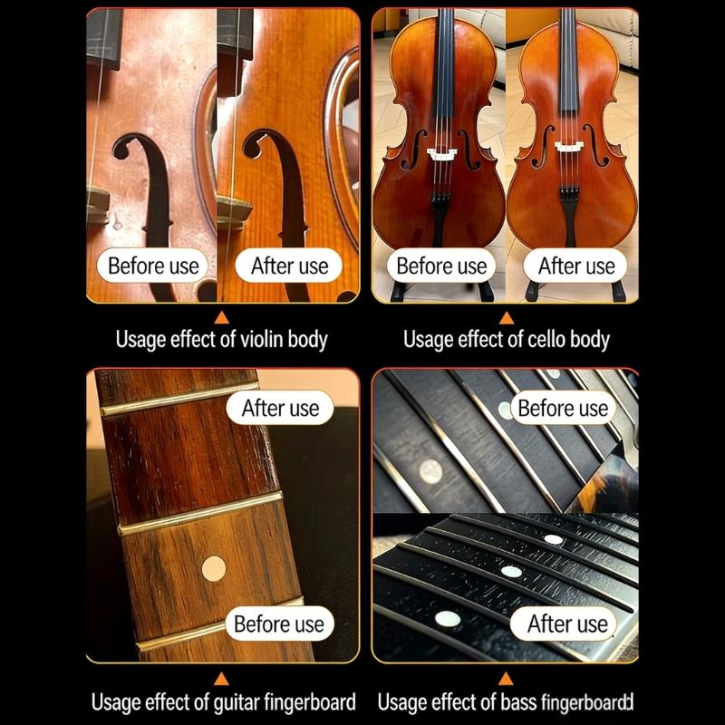 Hızlı Kullanım Keman Temizleyici ve Cilası Tellerli Çalgı Cilası Performansçılar ve Müzik Öğrencileri İçin Bakım Yağı