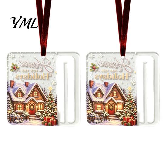 Customizable Holiday Gift Holders 2Pcs Christmas Cash Holder Ornament, Acrylic Money Hanging Decor with Santa Claus Ornaments Snowman Design,