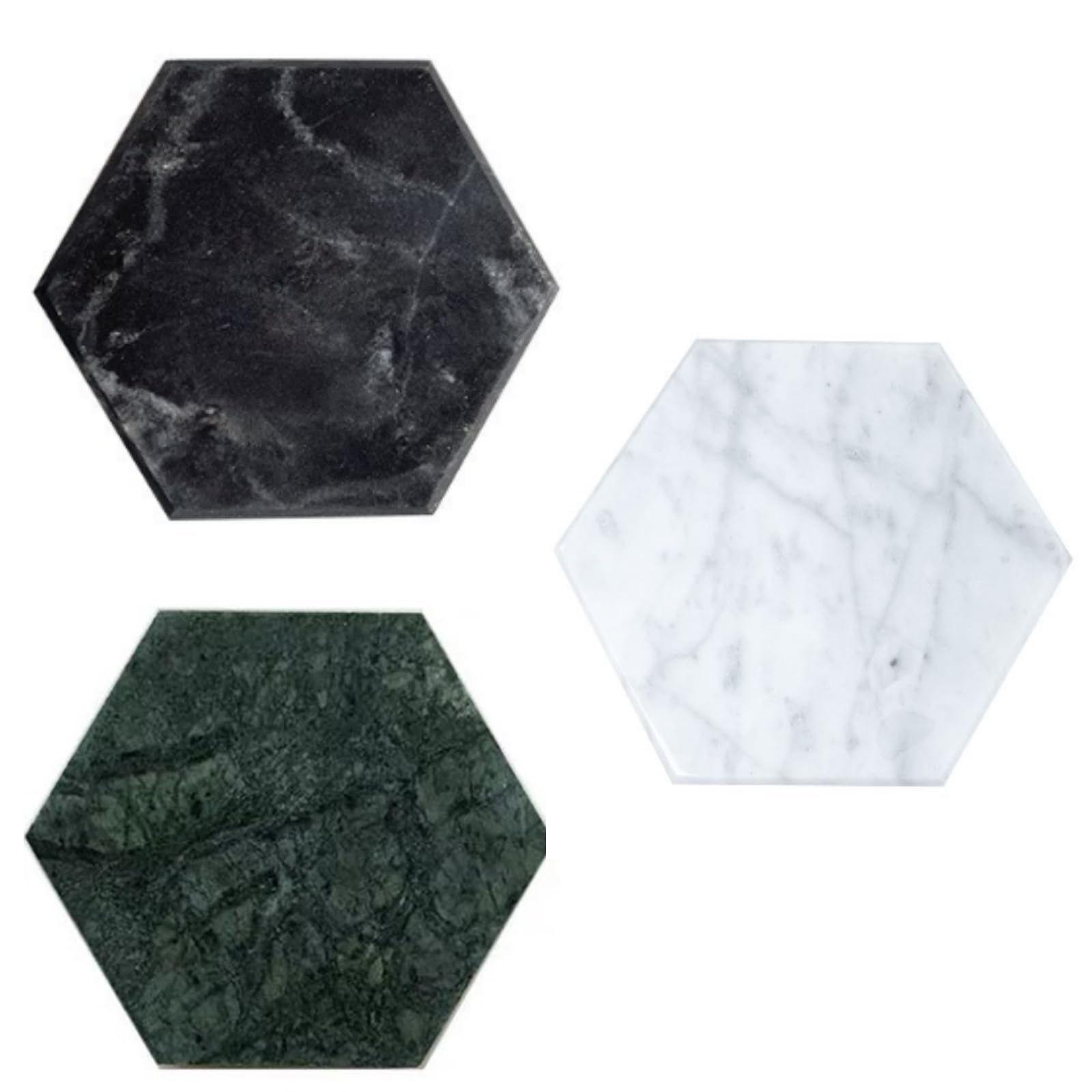 

Azumafy Marble Plates, Hexagonal Trays, Interior Accessories, Display, Artificial Marble, Set of 3, Jewelry Tray