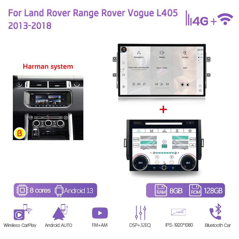 13.3" For Land Rover Range Rover Vogue L405 2013-2018 Android13 Car Multimedia Player GPS Navigation 8+128G CarPlay 4G AC Screen