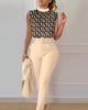 Stylish Spring Sleeveless Women's Print Casual Outfit (No Jacket)