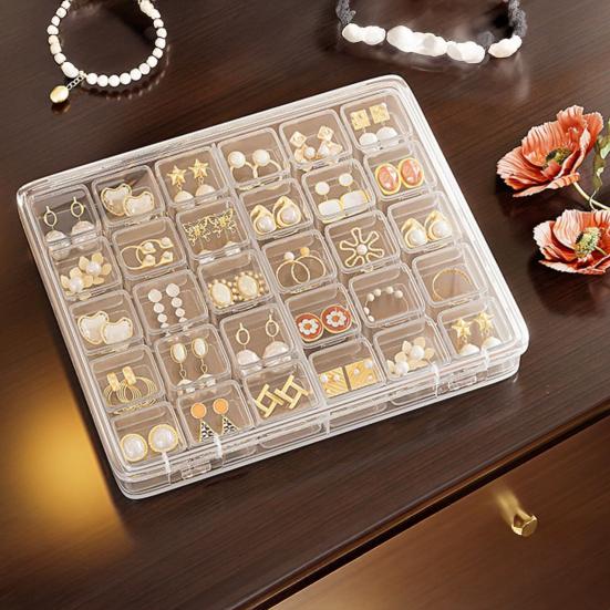 Multifunctional Storage Box, with Flip-Top Airtight Dust-Proof Design, Transparent Contains Independent Small Box Storage Case, for Jewelry Rings