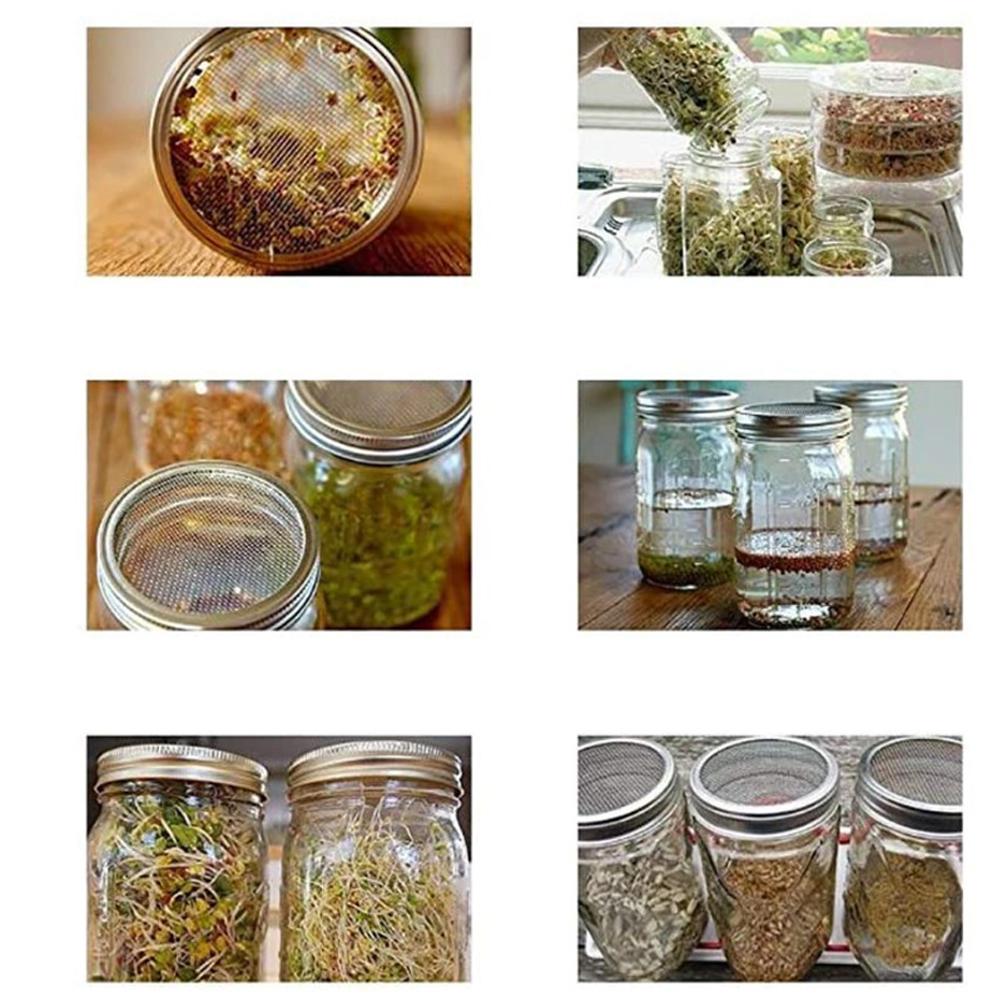 Keimglas mit Edelstahlsieb 304 Deckel Weithals Quart Mason Keimglas