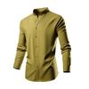 Men's Korean Version Slim-fit Fashion Stand-up Collar Trendy Elastic Long-sleeved Shirt Shirt Casual Solid Color Cardigan