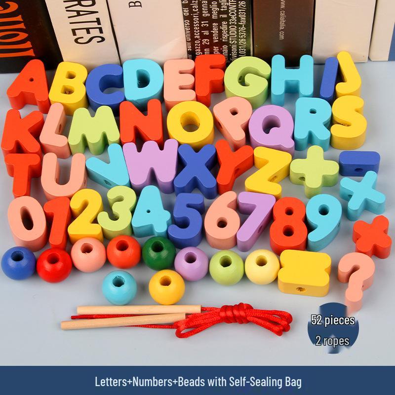 Wooden Bead Stringing Toy for Children's Educational Development
