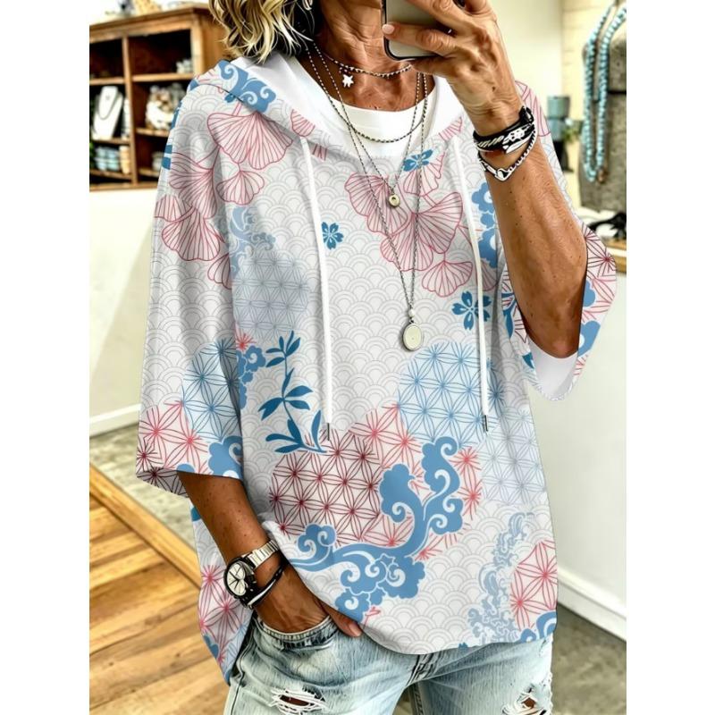 Damen Kapuzenpullover in Übergröße, Elegantes Bequemes Einfaches Muster Print, Modisch und Vielseitig