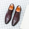 Men's Retro Leather High-Heeled Formal Shoes - Size 46, Pointed Toe, Low-Top, with Height Boost for Business or Wedding