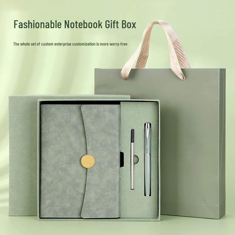 Custom Logo Leather Journal Set: Laptop Gift Box with Three-Fold Thickened Notebook for Creative Business.